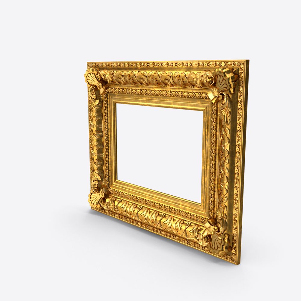 An ornate golden frame
